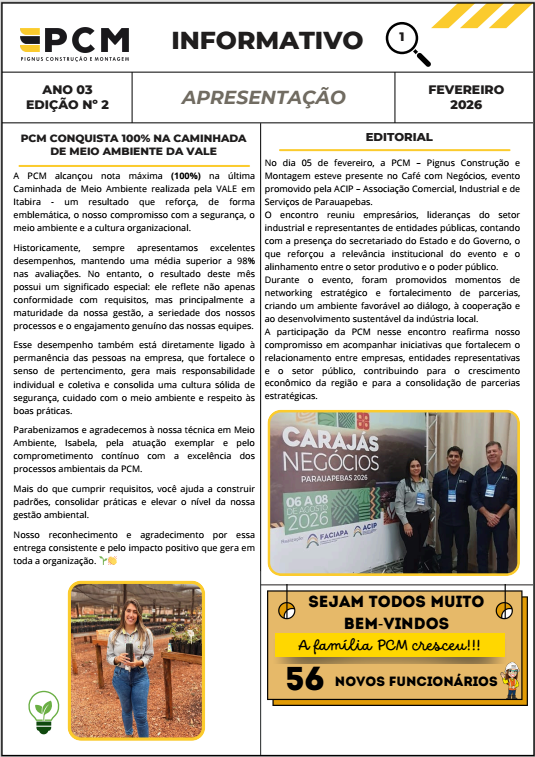 Você está visualizando atualmente Informativo – Conexão PCM – Fevereiro/2026