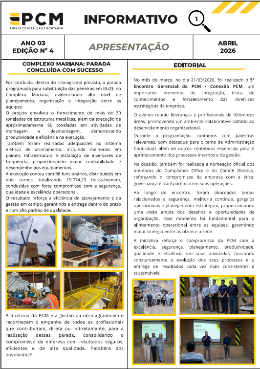 Você está visualizando atualmente Informativo – Conexão PCM – Abril/2026