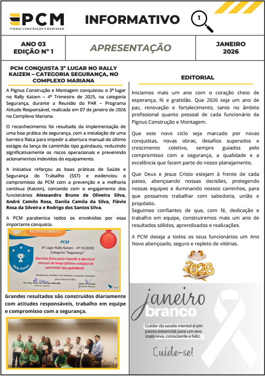 Você está visualizando atualmente Informativo – Conexão PCM – Janeiro/2026