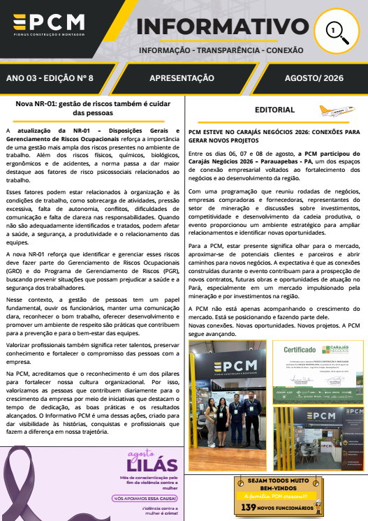 Você está visualizando atualmente Informativo – Conexão PCM – Agosto/2026