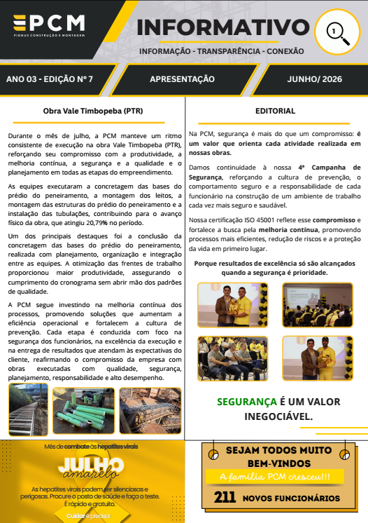 Você está visualizando atualmente Informativo – Conexão PCM – Julho/2026